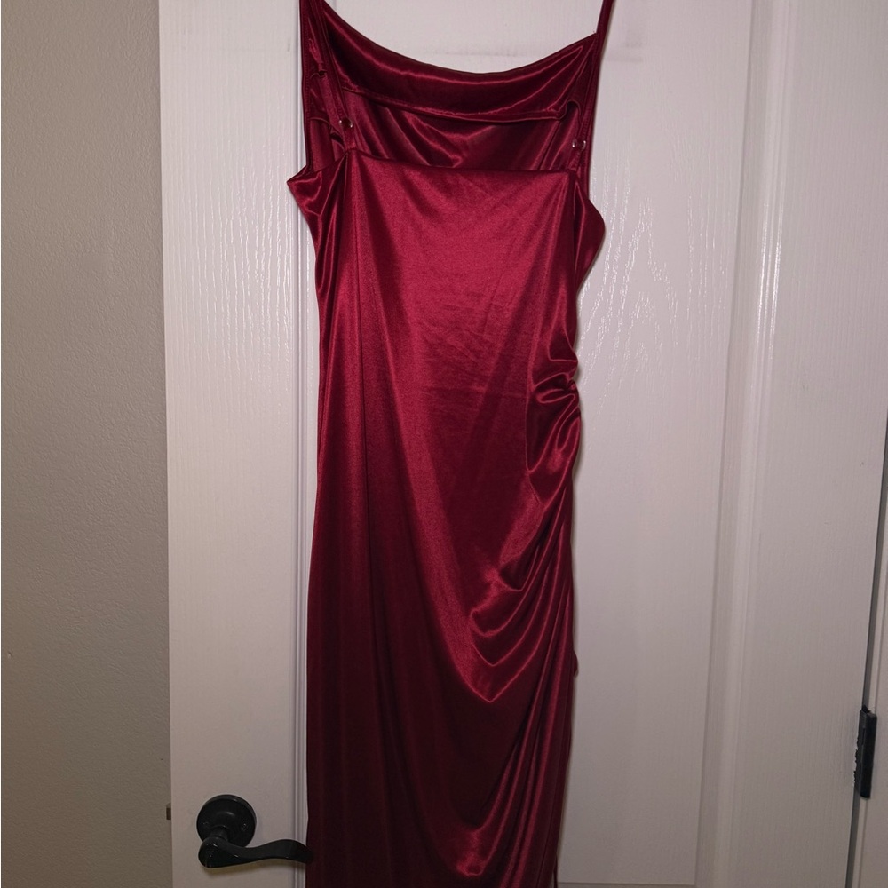 Red Ruched Mini Cocktail Dress - Picture 2 of 2